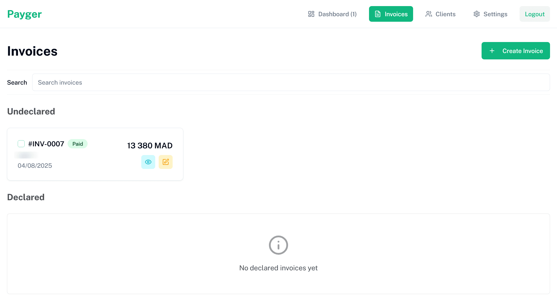 Payger Invoices List